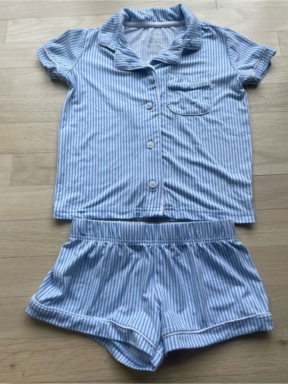 Tahari Light Blue and White Striped Kids Pajama Set